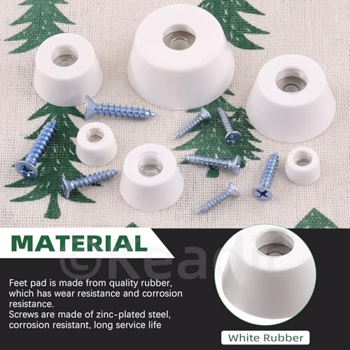 Keadic 20Pcs Non-Slip Rubber Feet for Cutting Board 38x30x17mm White Furniture Slider Glide Pad Floor Protector with Built-in Gasket and Screws for Wooden Furniture Chair Tables Sofa - Image 3
