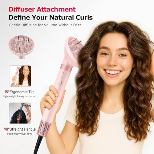 Image of 5 in 1 Hot Air Styler with Diffuser, High-Speed Hair Dryer Brush, Auto Wrap Curlers & Volumizing Brush, Fast-Drying Anti-Frizz Styler for Curly, Wavy & Straight Hair, Travel Bag Included