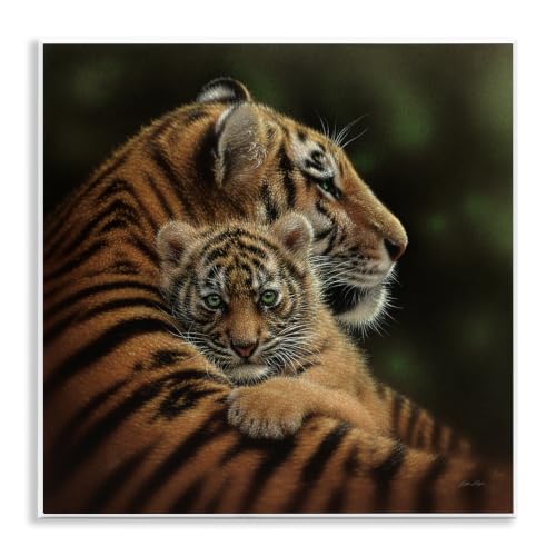 'Adorable Sweet Mom Tiger Holding Baby Cub'| Wall Plaque Art