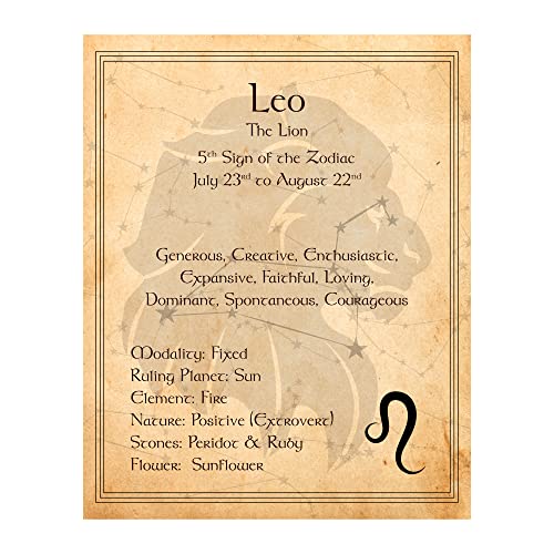 AMERICAN LUXURY GIFTS Leo The Lion Zodiac Constellation - Spiritual Horoscope Wall Art - Inspirational Home Office Bedroom Decor - 8x10 Unframed Print
