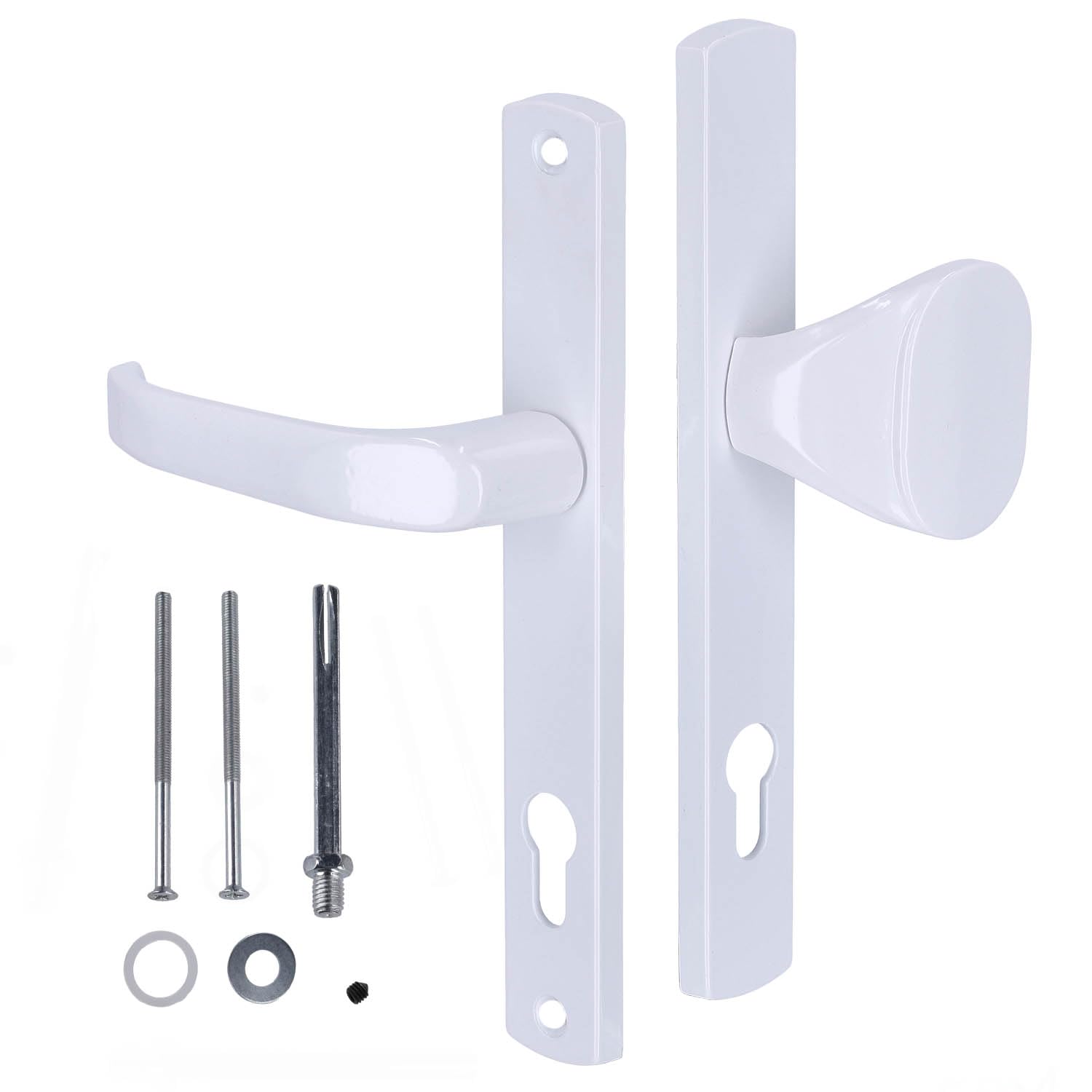 KOTARBAU® Door Handle Set 90 mm Long Plate White Profile Cylinder for Doors Gates Gates Gates