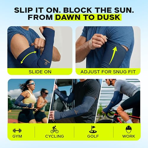 Image of ARMORAY Arm Sleeves for Men and Women - UV Sun Protection Cooling Compression - Tattoo Cover Up Sleeve for Daily Wear & Work