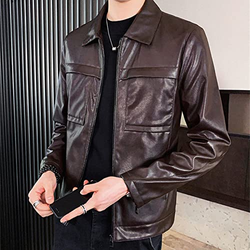 Maiyifu-GJ Men's Faux Leather Lambskin Biker Jacket Lightweight Vintage Motorcycle Outwear Classic PU Leather Jackets3