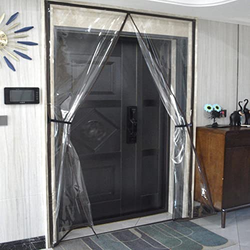Cortina de puerta magnética cálida con aislamiento térmico, cubierta de puerta de PVC transparente con pantalla magnética autosellante, cortina resistente a la intemperie para patio y balcón, tamaño