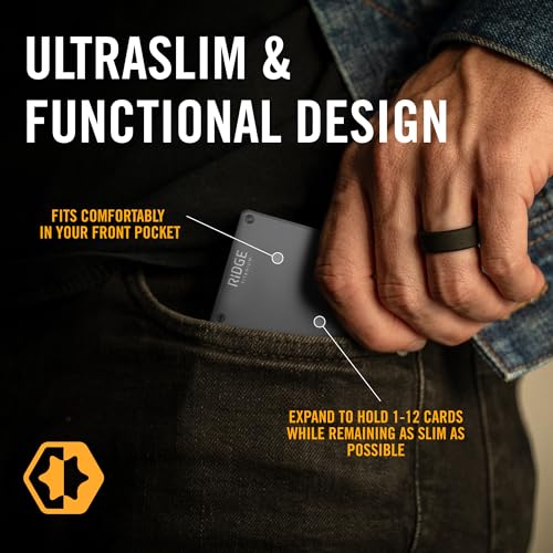 Ridge Wallet for Men - Slim Minimalist Compact Wallet and Card Holder, RFID Protected Front Pocket Wallets for Men with Integrated Cash Strap (Gunmetal Titanium)2