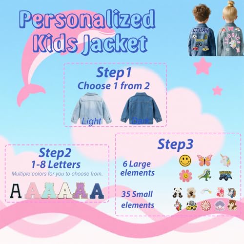 Personalized Jean Jacket for Girls Boys 1-12T Custom Long Sleeve Jean Jacket with Name Back to School Brithday Christmas Gifts2
