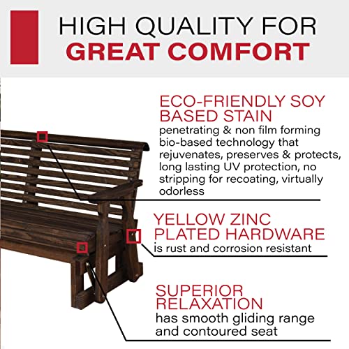 Caf Amish Heavy Duty 800 Lb Roll Back Pressure Treated Porch Glider (5 Foot, Dark Walnut Stain) #TOP2