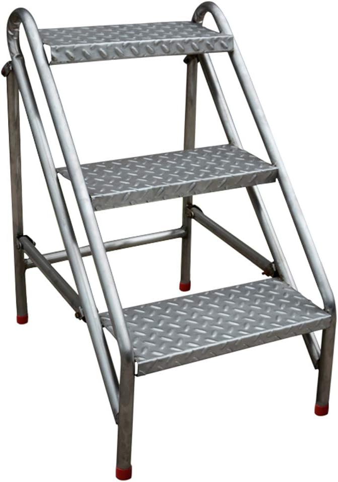 3 Steps Stainless Steel Folding Ladder Stool Multifunction Portable Household Ascend Bench Shoe Rack with Wide and Thick Pedals Non Slip Foot Mats Sturdy and Durable Design Space Saving Sol