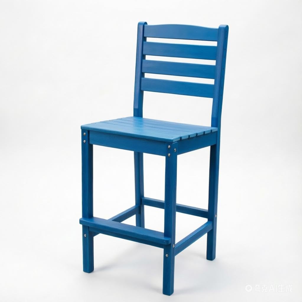 HDPE Outdoor Bar Table and Chairs Set | Adirondack Style All-Weather Patio Furniture (Navy Blue HDPE High-Back Bar Stool(2Pcs))