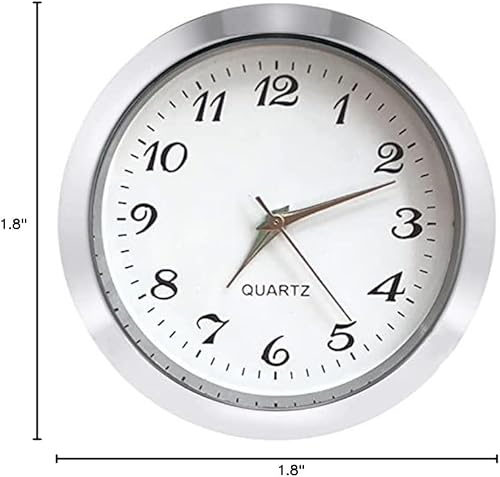 Miniatura 7 de HILLHOME Mini reloj de inserción de 1.8 pulgadas (1.772 in) movimiento de cuarzo redondo reloj en miniatura esfera blanca bisel tono plateado