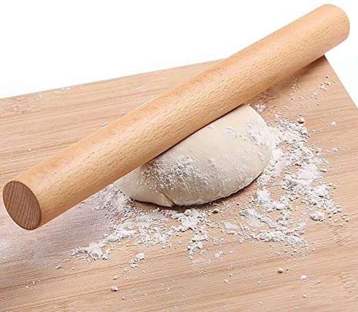 vespearl Kitchen Rolling Pin Wood - Wooden Rolling Pins for Baking 13 Inches by 1.4 Inches, Dough Roller for Baking Pizza Dough, Pie & Cookie - Nonstick Rolling Pin (Medium)-image-3