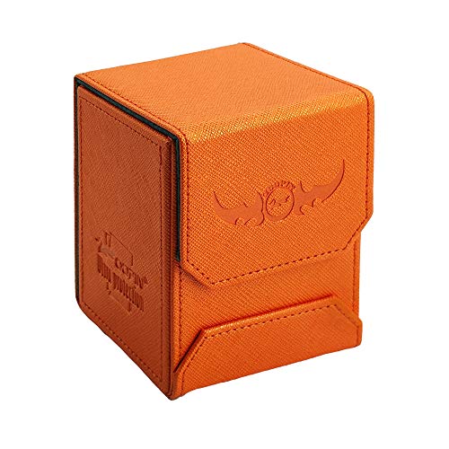 Zoopin Leather Deck Box-Orange for Collectible Cards-MTG,Yugioh,Pokeman,TES Legacy,Munchkins CCG Decks and Also Small