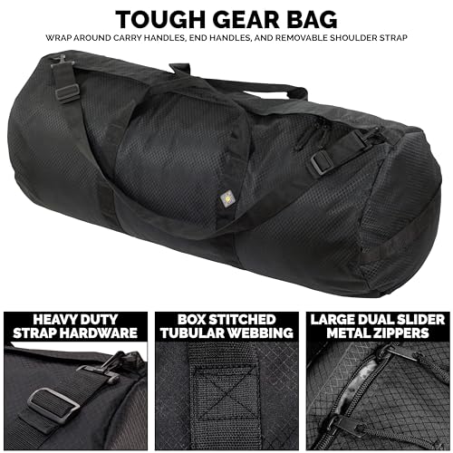 North Star Sports SD1842DLX-MB Sd1842 Diamond Ripstop Standard Duffle Gear Bag 18"H X 18"W X 42"L, 175 Liter, Midnight Black Duffel Northstar Bags thumb #1