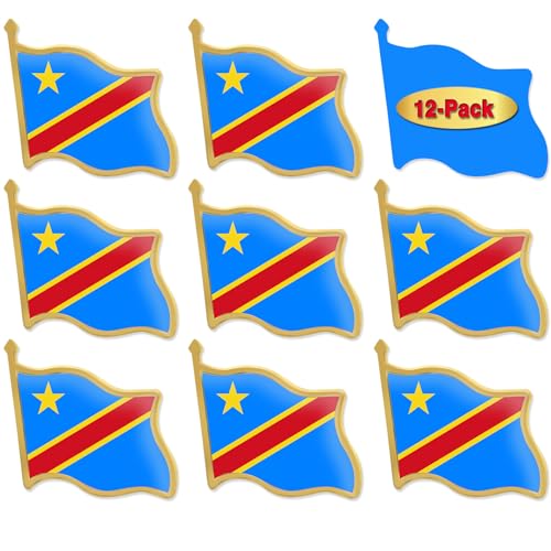 Image of 12 /24 /50 /100Pcs Official Congo Flag Pins Bulk - Metal DR Congo Kinshasa DRC National Lapel Pin