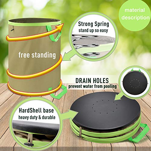 Colwelt 47 Gallon Leaf Bags Collapsible, Hardshell Bottom Heavy Duty Collapsible Garden Bag, Pop Up Garden Waste Reusable Bag Include Leaf Scoop, Garden Gloves #TOP7