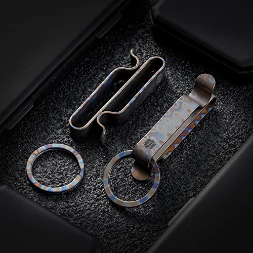 Image of KeyUnity KM00 Titanium Belt Loop Keychain Clip Double Side Quick Release Key Holder with Detachable Key Ring