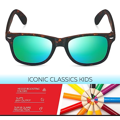 Image of Retro Rewind Kids Sunglasses for Boys Girls Age 3-12 - Shatterproof UV400 Toddler Children Sun Glasses