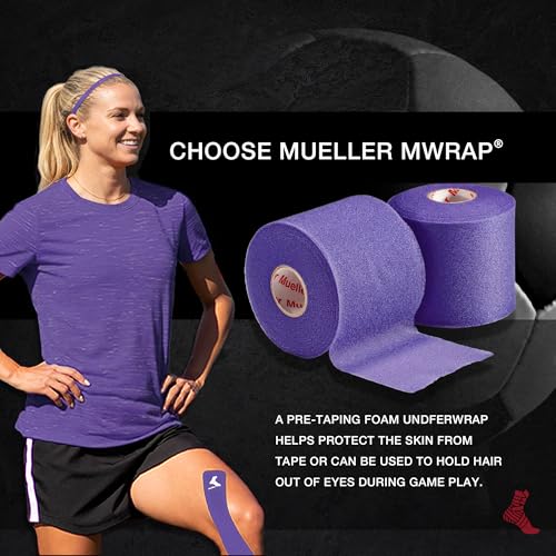Image of Mueller Sports Medicine MWrap, Pre Wrap, Athletic Tape Underwrap for Sports, Hair, Ankles, Wrist, Hands and Knees, Water-Resistant, Latex Free, 2.75 inch x 21.4 Yards Per Roll, 2 Rolls