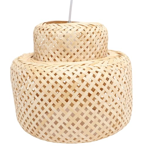 Operitacx Bambusgewebte Pendelleuchte Schlichte Hängelampe Für Wohnzimmer...