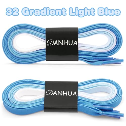 Image of Flat Colorful Shoelaces Gradient Rainbow Shoe Lace Shoestring 2 Pair