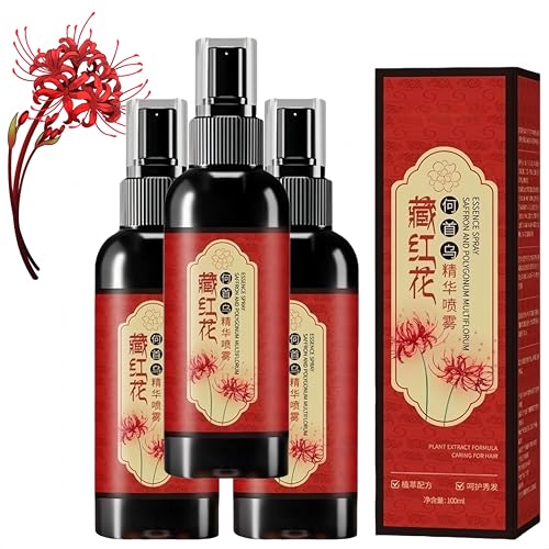 Sérum pour cheveux gris au safran et spray noircissant anti-frisottis pour homme - 3 pièces