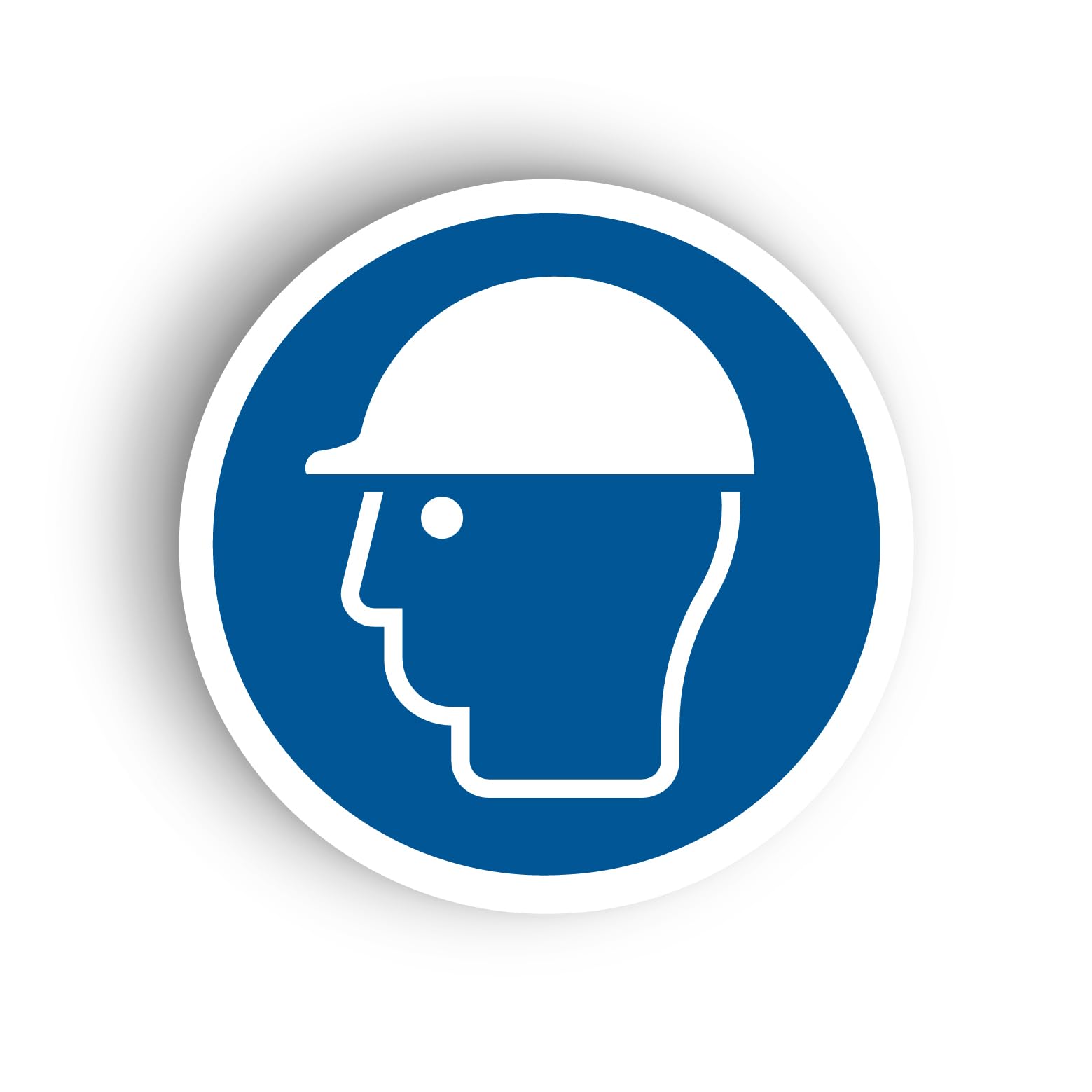 Set of 18 Wear Head Protection Mandatory Safety Signs - 56mm Waterproof Indoor/Outdoor Stickers - Office, Warehouse, PPE Site Safety Signs