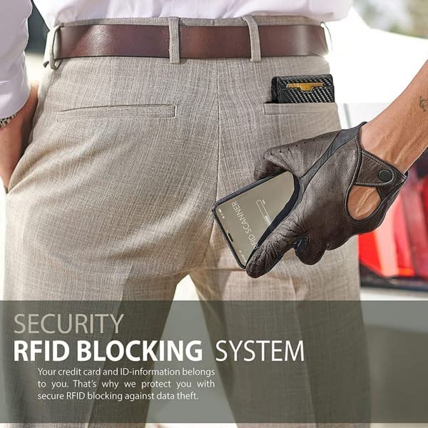 Men Slim Bifold Wallet RFID Blocking Minimalist Front Pocket Carbon Fiber Wallet for Men4