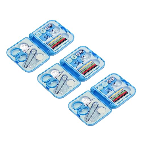 KALLORY Basic Sewing Tool Set 3 Boxes Mini Sewing Kit Threader Needle Cutter Tailoring Beginners Travelers and