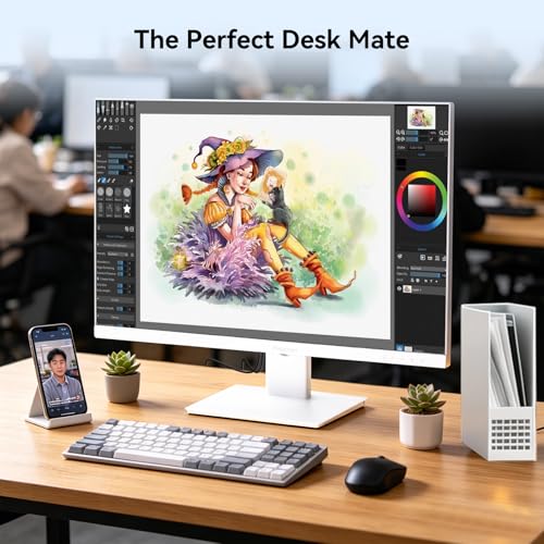 Image of 27 inch Computer Monitor, 2k QHD(2560 * 1440P) 100Hz IPS Screen PC Monitor, Built-in Speakers, Wall Mountable Installs USBC HDMI 2.0 DP 1.4-White