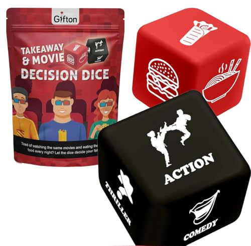 Gifton - Movie Dice Cinema Takeaway - Novelty Funny Joke Gag Family Dice Game Gift for Men Women Him Her Adults Kids Boys Girls Birthday Christmas Stocking Filler Office Secret Santa