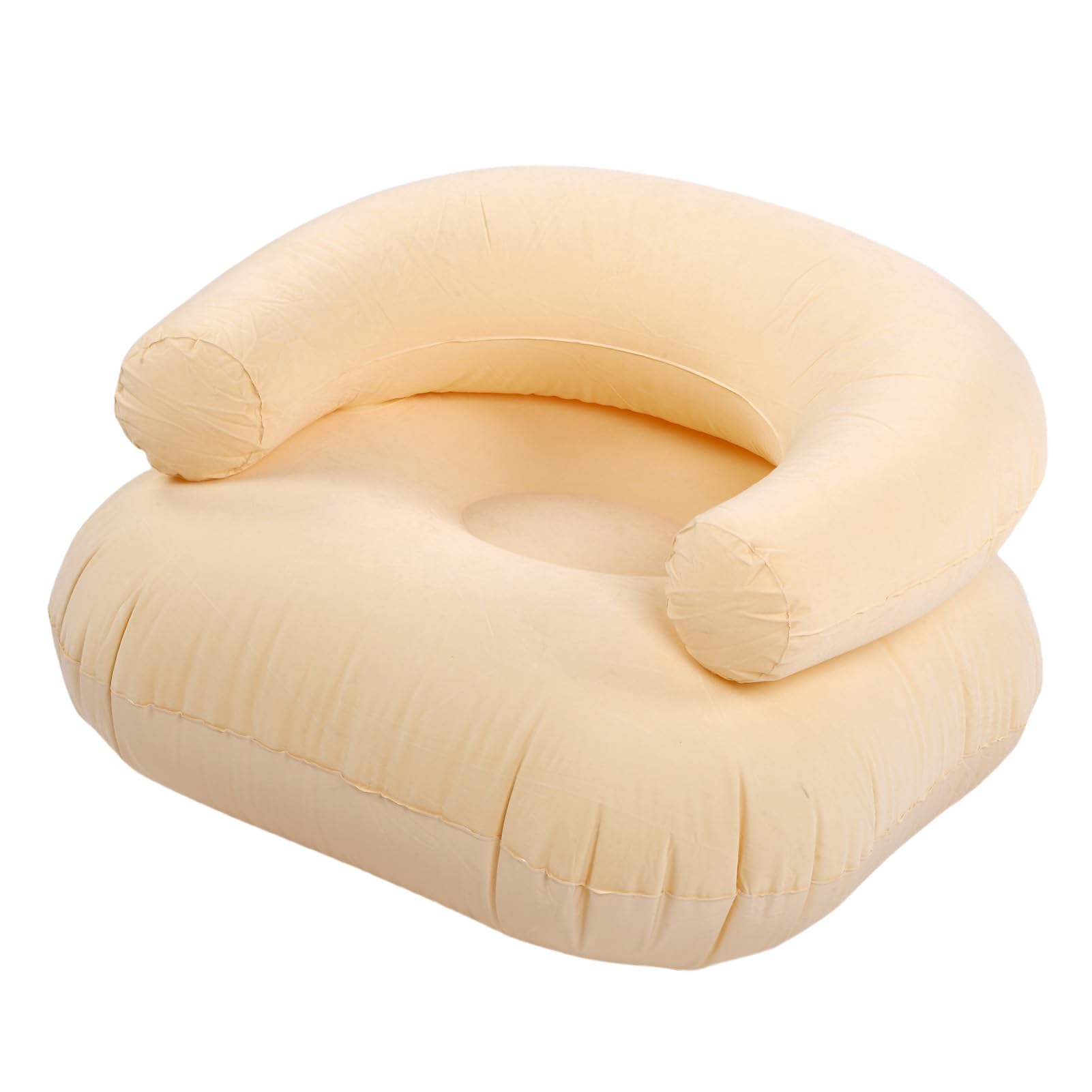 Chaise longue gonflable adulte, canapé floqué doux et fauteuil de salon beige