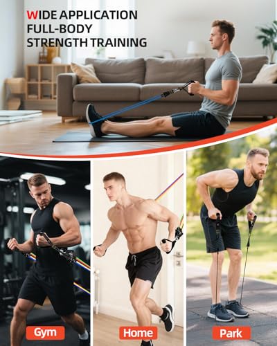 Abahub Widerstandsband Set 100lbs Resistance Bands 5-teiliges Fitnessband mit Türanker, Griffen & Fußschlaufe für Ganzkörpertraining, Home Gym, Ideal für Anfänger Fortgeschrittene