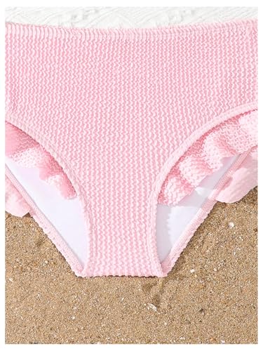 Image of Floerns Girl's 2 Piece Bathing Suit Ruffle Trim Summer Bikini Swimsuit