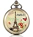 Produktbild Unendlich U Romantisch Paris Eiffelturm Foto Medaillon Handaufzug Mechanische Taschenuhr Weißes Zifferblatt Skelettuhr Pullover Halskette, beide Ketten