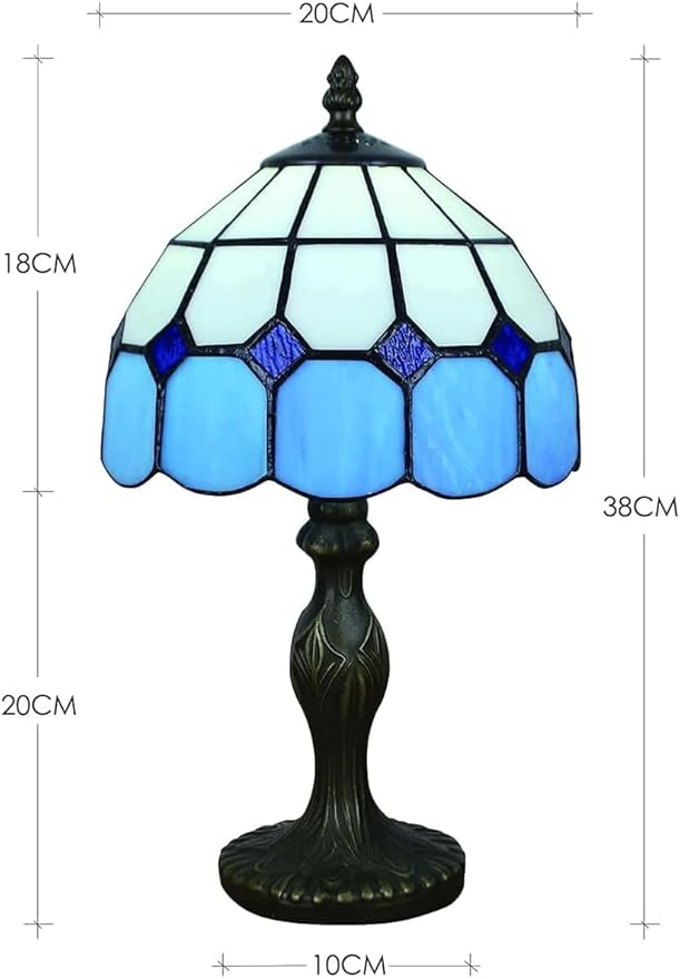Bidesen 8" Tiffany Style Table Lamp, Vintage Handmade Stained Glass Shade Desk Lamp, Bedroom Bedside Lamp-Included Bulb photo 2