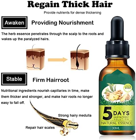 Ginger Hair Growth Serum Anti Hair Loss Essence, Natural Herbal Essence Hair Growth Oil for Bald, Thin Hair, Fast Growth, Hair Loss Treatment for Men and Women