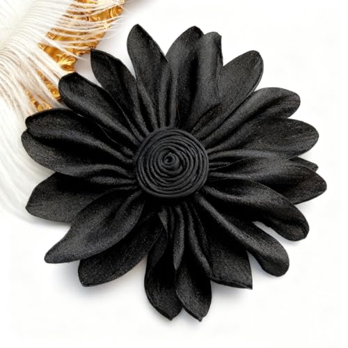 Image of Dainty Satin Fabric Flower Brooches Pin Burnt Edge Black Daisy Brooch Pin Elegant Lapel Pins Christmas Brooches Pin Dress Skirt Scarf Hat Pins Accessories Wedding Party Gift 4IN