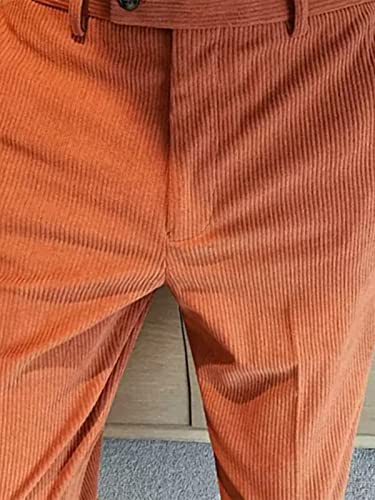Men's Straight-Fit Corduroy Suit Pants Comfort Stretch Dress Pants Business Trousers4