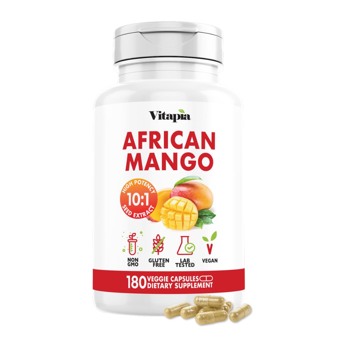 African Mango Capsules for Immune System, Metabolism, and Nutritional Wellness Support - Pure 10:1 Irvingia Gabonensis Extract - 180 Veggie Capsules Non-GMO, Gluten-Free, Vegan-Friendly