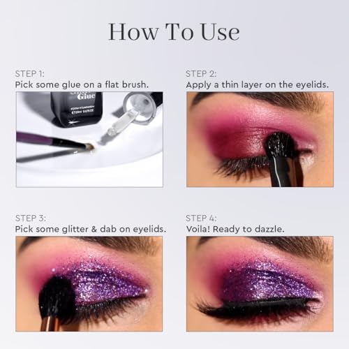 Image of C2P Pro Sparkle Duo Glitter & Glue Kit - Waterproof, Quick-Drying Eyeshadow for Eye & Body Makeup, Long-Lasting, Smudge-Proof Shimmer | Festival, Party & Glam Look (Catwalk 44)