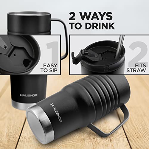 Haushof 24 Oz Travel Mug With Handle, Stainless Steel Vacuum Insulated, Double Wall With Leakproof Lid, Bpa Free #TOP6