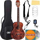 Luna Henna Dragon Mahogany Baritone Acoustic-Electric Ukulele Bundle with Gig Bag, Strap, Tuner, Strings, Austin Bazaar Instructional DVD, and Polishing Cloth