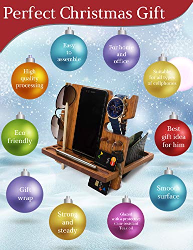 image for ROSTMARYGIFT Wooden Phone Docking Station Desk Organizer Night Stand f