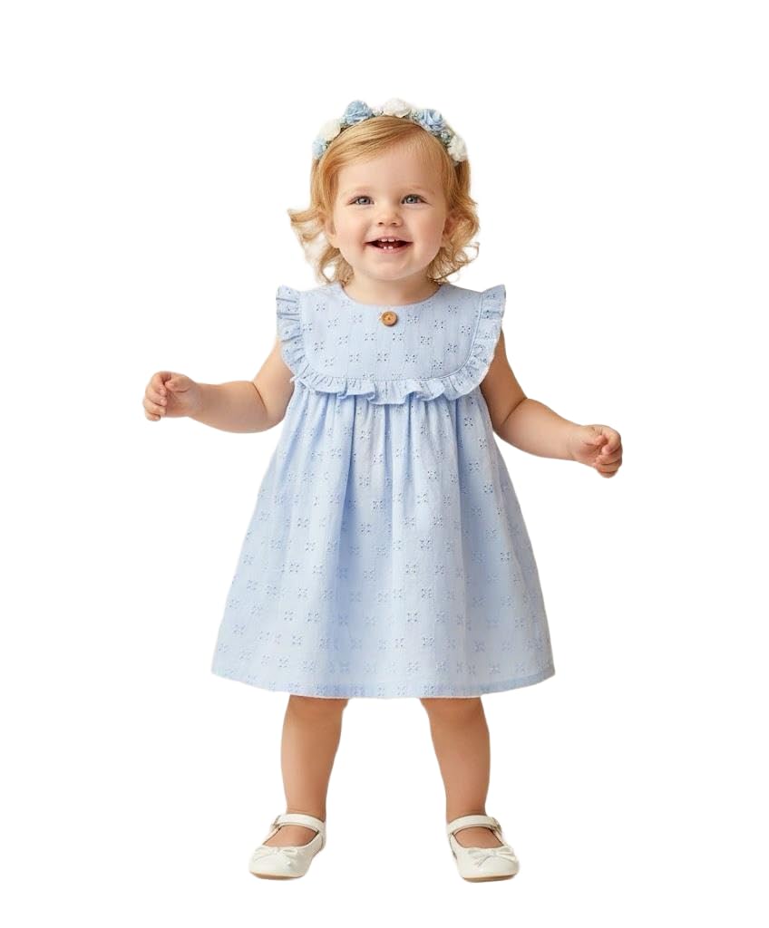 a.t.u.n. (all things uber nice) Baby Girls Premium Cotton Embroidered Schiffli Dress | Soft Comfortable & Breathable Party, Photoshoot, Birthday, Casual Outdoor Wear for Kids-picture-43