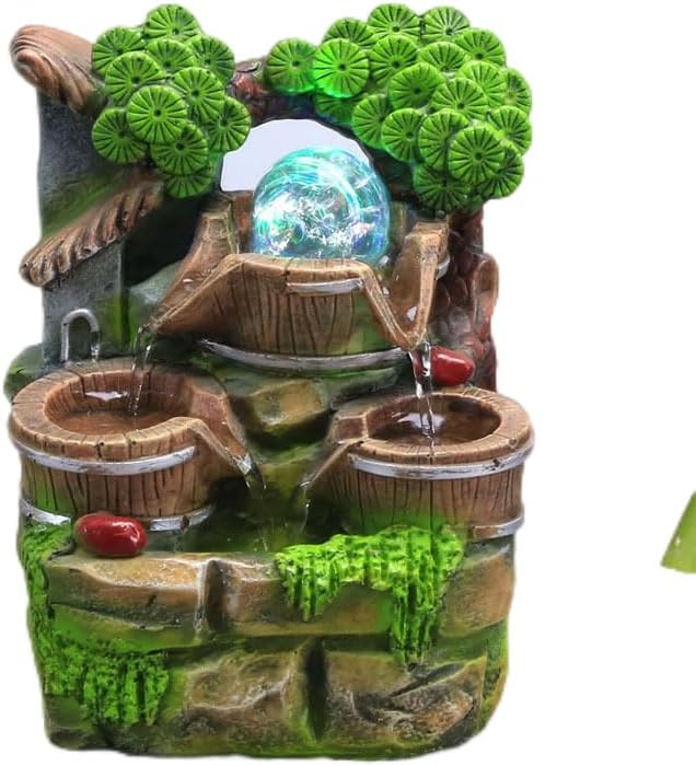 Ecqizer 假山流水喷泉摆件 Pendant 盆景微景观鱼缸盆景风水轮树脂工艺品礼品, Black, 9326829295757