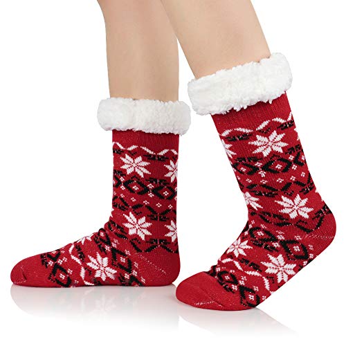 American Trends Christmas Slipper Socks Women Fuzzy Socks Gripper Non Slip Athletic Women'S Cozy Socks Warm Winter Socks Red thumb #1