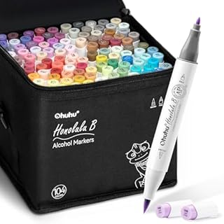 Ohuhu Alcohol Markers Brush Tip- 104-color Double Tipped …