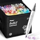 Ohuhu Alcohol Markers Brush Tip- 104-color Double Tipped Alcohol Based Art Marker Set for Artists Adults Coloring Illustration- Honolulu B of Ohuhu Markers- Dual Tip Brush & Fine- Refillable