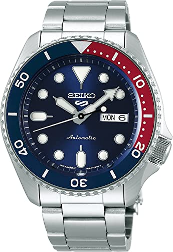 Seiko SRPD53 Men's 5 Sports SKX Sports Style Automatic Mechanical Wristwatch, Limited Edition, Blue x Red, blue/red, Bracelet Type