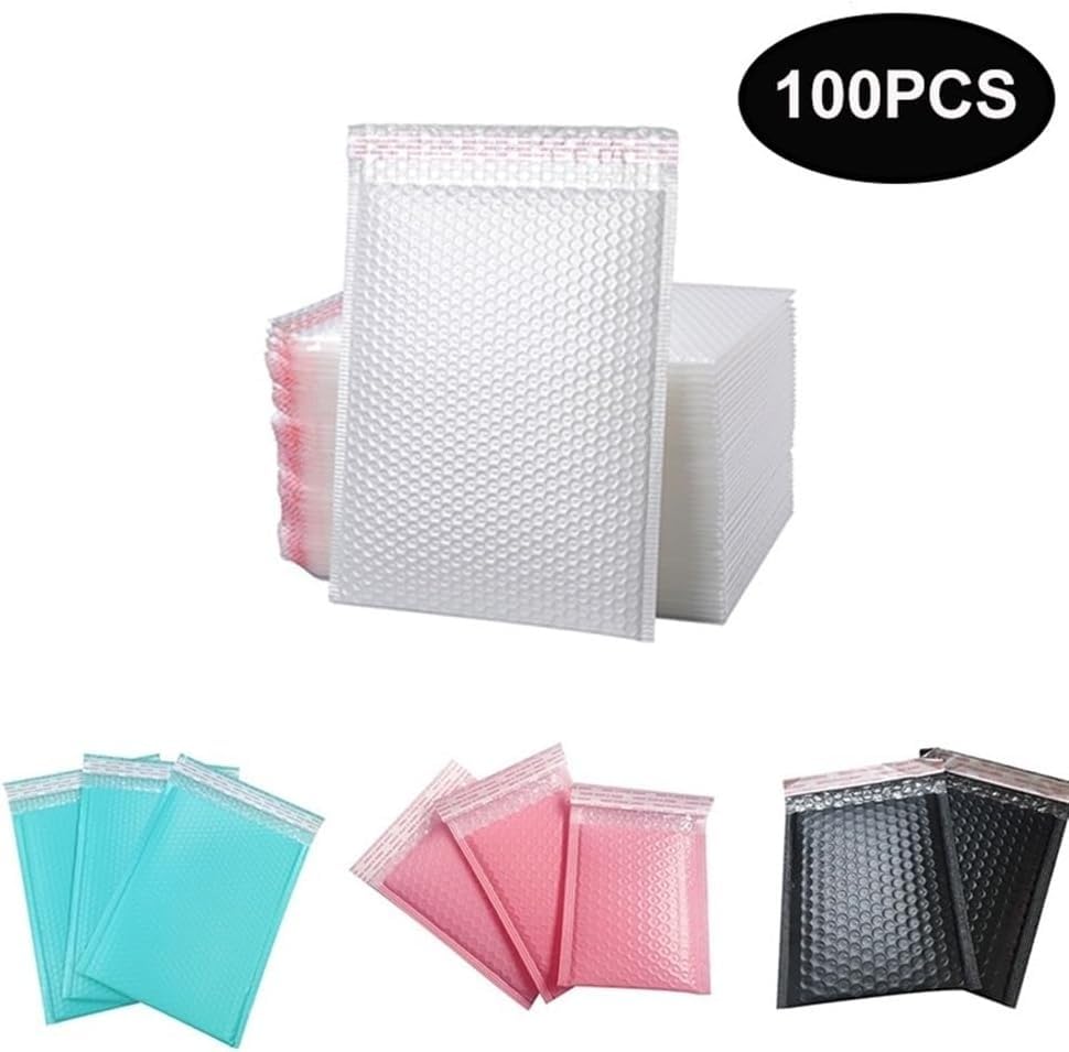 Buste imbottite Poly Mailers, Buste imbottite con bolle d'aria multicolore, varie misure, confezione da 100(Green,12 * 18cm)